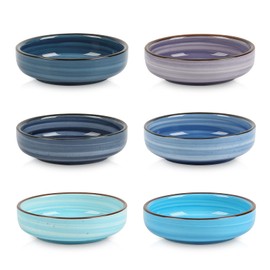 Selamica Ceramic 2.5 OZ Soy Sauce Dish Dipping Bowls Set of 6, 3.3 Inch Small Side Dish Pinch Bowls, Mini Bowls for Condiments, Ketchup, BBQ, Sushi, Gradient Blue