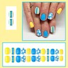 Flower Fake Nails Square Press On Nails Short Flower Nails