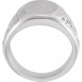 Paris Jewelry Sterling Silver 14x12 mm Scroll Signet Ring