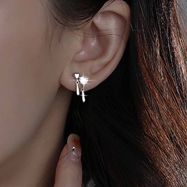 TseenYi Crystal Heart Studs Earrings Teardrop Cz Earrings Silver Heart Love Earrings Tiny Heart Earrings Boho Shine Cz Earrings Jewelry for Women and Girls Gifts