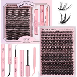Kit De Extensión De Pestañas,Pestañas Postizas Kit Completo, Mezcla 30D 40D 50D Con Unión Y Sellado De Pestañas De Sujeción Fuerte, 1 Con 320 Pestañas Individuales, Pinzas De Pestañas En Racimo