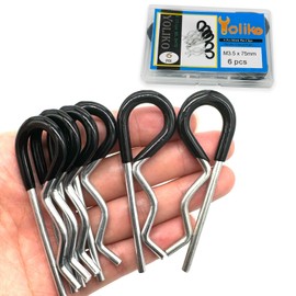 6 pines de enganche resistentes con clip en R, clips de alambre de retención de resorte, pasadores de alfiler, pinza, agarre con revestimiento de goma, clip R para remolques, tractores y camiones,