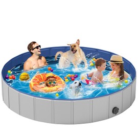 Dog Pool for Large Dogs,Foldable Plastic Pool for Dogs Slip-Resistant (XL - 87'' x 16'')