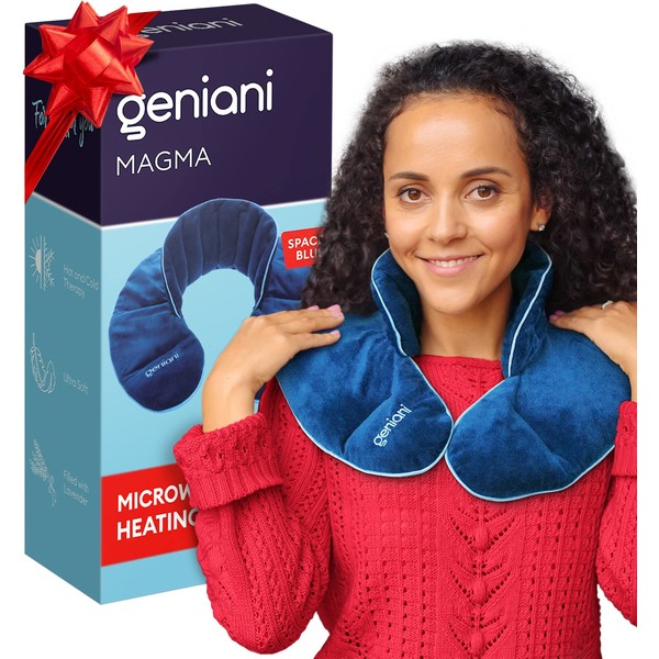 GENIANI Microwavable Heating Pad for Neck and Shoulders with Herbal Aromatherapy - Calming Weighted Cordless Neck Wrap - Heat Pad for Pain Relief - Microwave Heating Pad, Gifts for her (Space Blue)