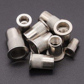 50-Pack 1/4-20 Stainless Steel Rivet Nuts with Knurled Body, 304 SS 18/8 Rust Resistant Threaded Insert Nut
