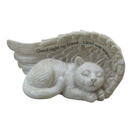Comfy Hour Loving Memory Collection 4" Cat Peacefully Sleeping in Angel Wing Figurine Pet Statue - in Memory of My Best Friend Bereavement, Polyresin
