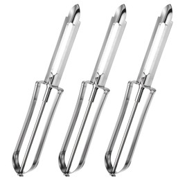 3 Pack Vegetable Peelers for Kitchen, Stainless Steel Fruit Potato Peeler with Easy Grip Ergonomic Handle, Dishwasher Safe Swivel Fruit Peelers