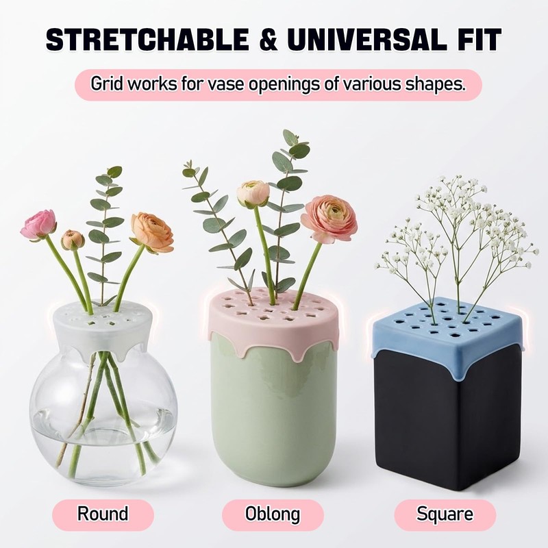 3 PCS Reusable Silicone Flower Arranging Grid Water Proof (Blue,Pink,White)