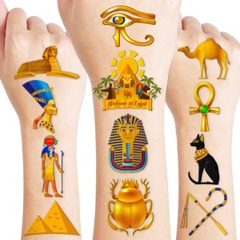 91PCS Ancient Egypt Egyptian Temporary Tattoos Theme Birthday Party Decorations Favors Supplies Decor Pharaoh Sphinx Pyramid Tattoo Stickers Gifts For Kids Adults Boys Girls School Prizes Carnival