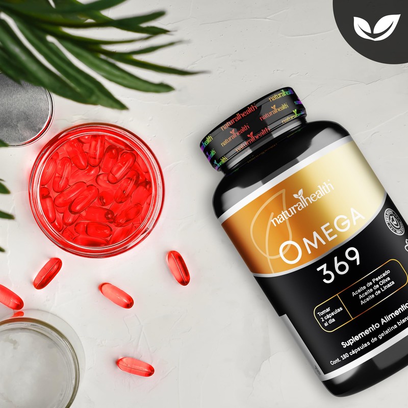 Natural Health. Omega 369. Frasco con 180 Cápsulas de 1.6