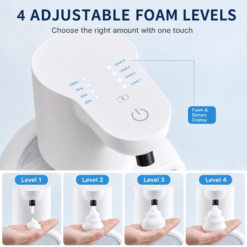 500ml Wall Mounted Automatic Foam Soap Dispenser Rechargeable Touchless Sensor