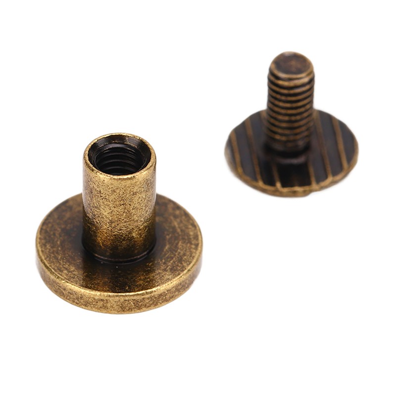 200 Set Chicago Screws Set 9.5x8mm Hard Thick Brass Uniform