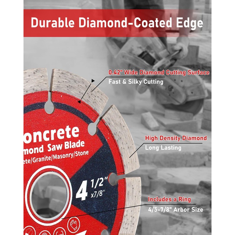 ZORUNNA 4 1/2'' Diamond Blade for Angle Grinder 3 PCS-