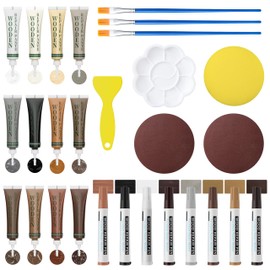 Wood Repair Kit: 12-Color Wood Filler and 8-Color Furniture Markers Touch Up for Scratches/Holes/Stains/Cracks in Floors/Table/Cabinets(Laminate/Hardwood)