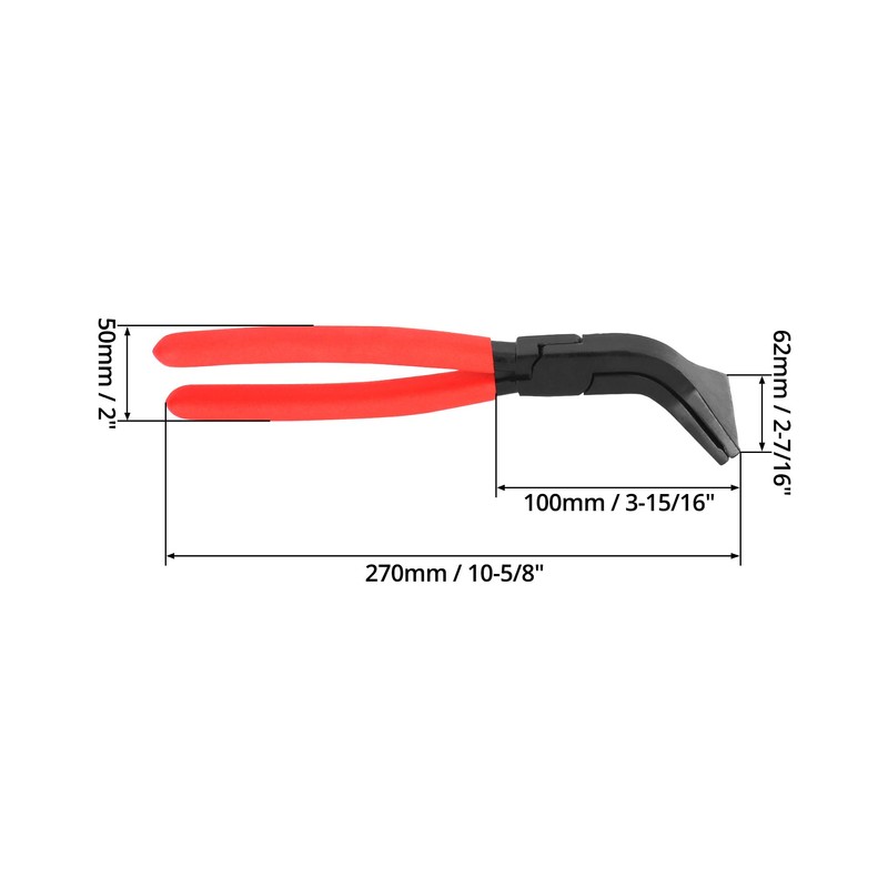 QWORK® Sheet Metal Pliers 45° Angled Width 60 mm Total