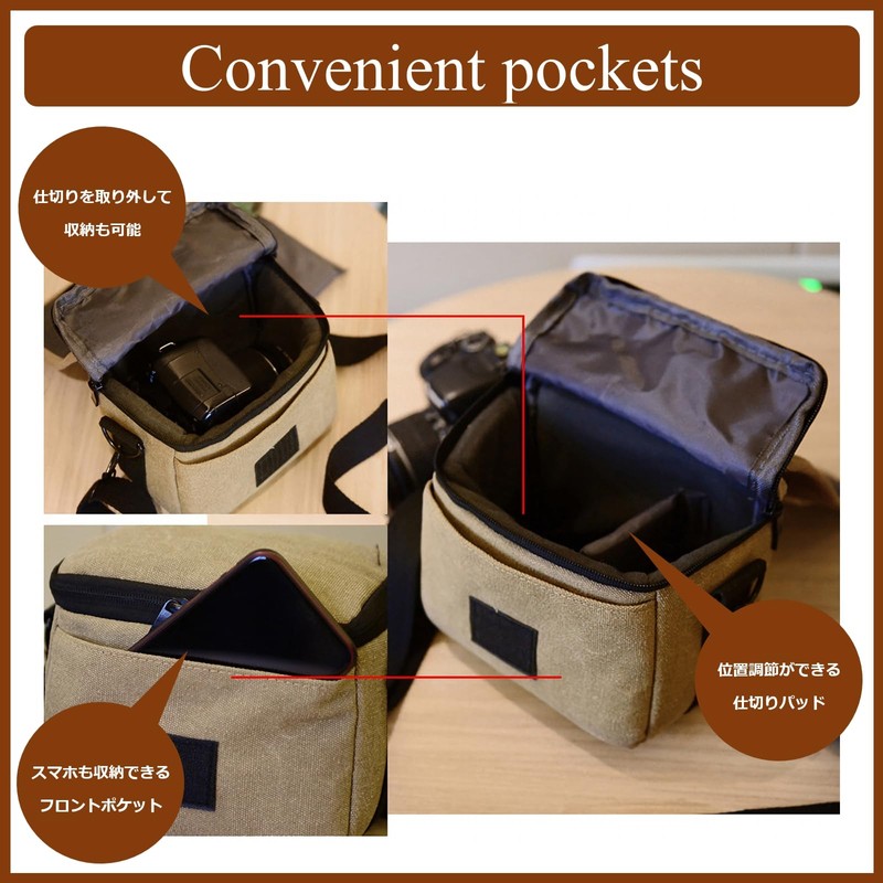 Rowaica Camera Bag, Small, Lightweight, Shoulder Case, Compact, SLR, Mirrorless,