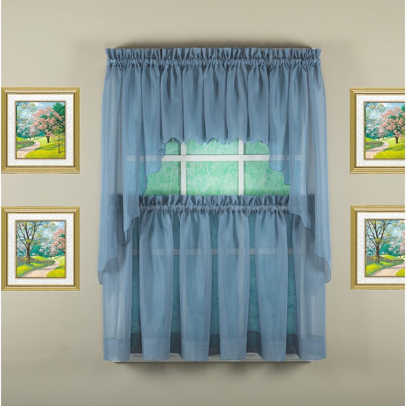 Today's Curtain Emelia Original Voile Tier Pair 36", Wedge Blue,