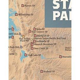 Utah State Parks Checklist Map 11x14 Print (Camel & Slate Blue)