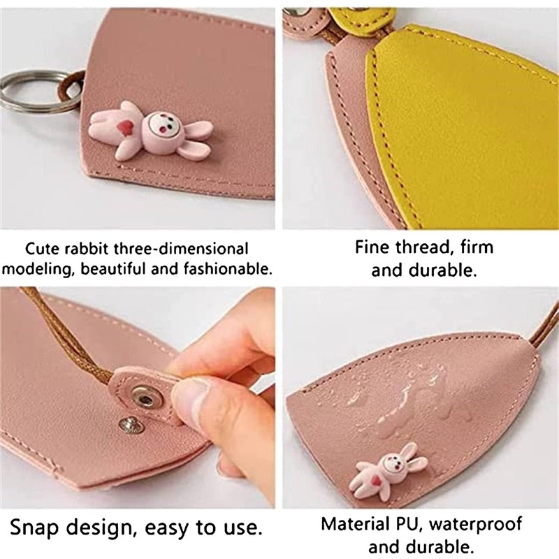 Mezrkuwr Pack of 4 Leather Key Chains, Retractable Key Bag