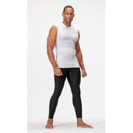 DEVOPS 3 Pack Men's Athletic Compression Shirts Sleeveless (Small, White/White/White)