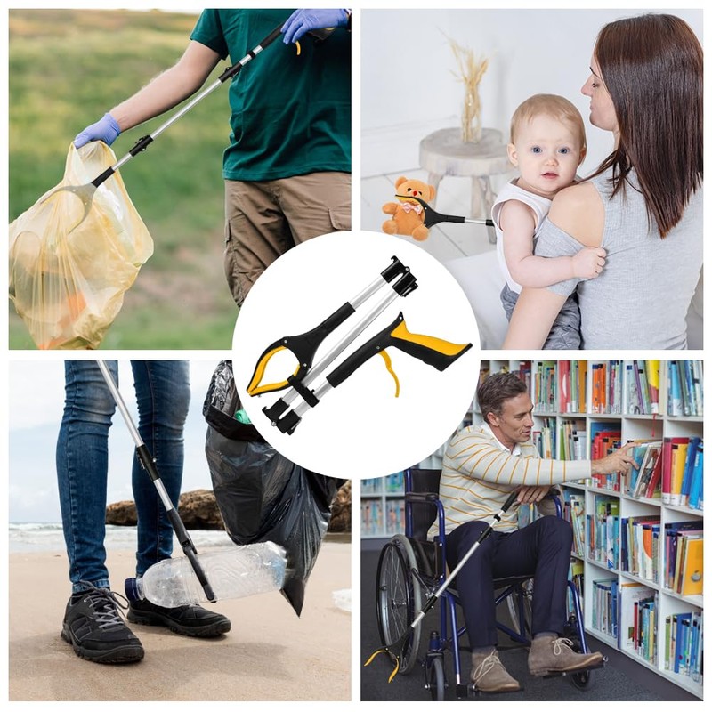 Adiwo Foldable Litter Picker Grabber, 91cm/36" Long Handle Litter Pickers