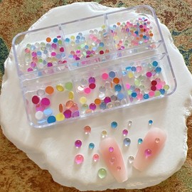 NAIL ANGEL Colorful Hemispherical Rhinestone Set for Nail Art, Aurora Borealis Fantastic, Mixed 6 Sizes, Nail Studs Decorations, Professional Manicurist, Pack of 1