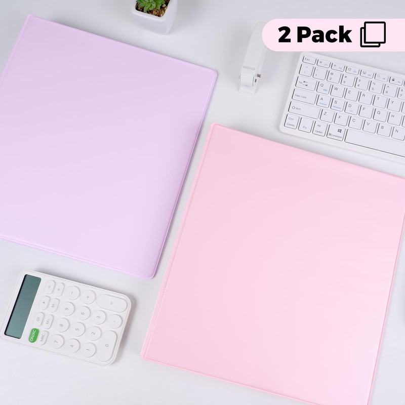 SKYDUE 3 Ring Binder 2 Pack, 1 Inch Clear View