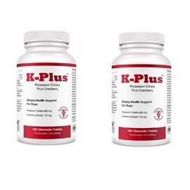 Pet Health Solutions K-Plus Potassium Citrate Plus Cranberry Supplement for Dogs - UTI Remedy Chewable Tablets - Supports Bladder Health - for Every Dog Breed, 200 Chewable Tablets