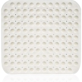 Shower Mat, Non-Slip Square Bath Mat, 48 x 48 cm, Non-Slip Shower Mat, Non-Slip Mat with Suction Cups, Suction Cups, Machine Washable, Square (White)