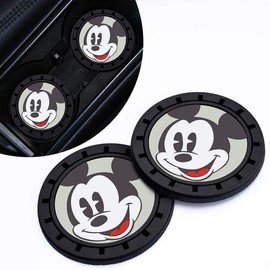 Anime Car Cup Holder Coaster,Auto Cup Holder Insert Coaster for Mickey Merch Fans, Non-Slip Car Drink Holder Coaster, Car Interior Accessories, White