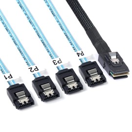 ADCAUDX Mini SAS to SATA Cable:0.5M SFF-8087 to SATA Forward Breakout Cable SFF8087 SAS Controller to Hard Drive (1.6FT)