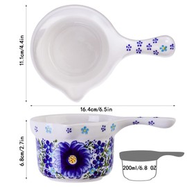 KXZ Ceramic Milk Mixer, Sauce Pot, 6.5 "Ceramic Reflux Cup With Handle - Hand-Painted Porcelain Mixing Bowl For Sauces, Salads, Coffee Milk, Dishwasher And Microwave Safe For Home And Kitchen Use
