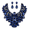 Ever Faith Costume Jewelry for Women, Navy Blue Rhinestone Crystal Chunky Collar Statement Necklace Earrings Set