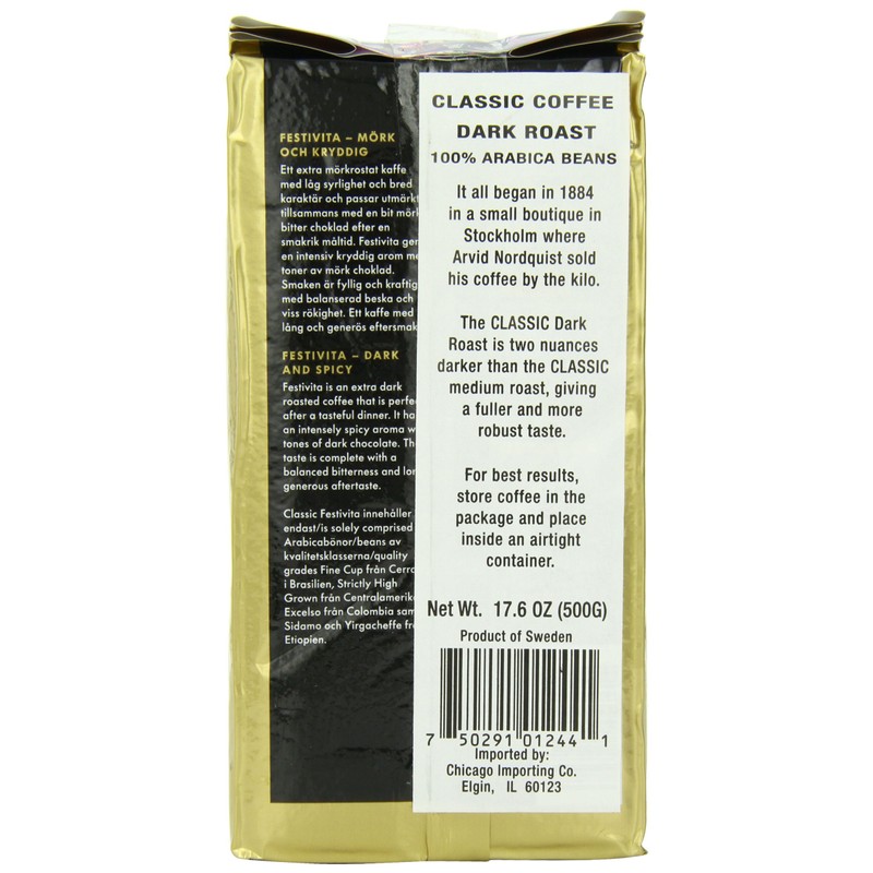 Arvid Norquist Classic Coffee, Extra Morkrost (Dark Roast), 17.6 Ounce