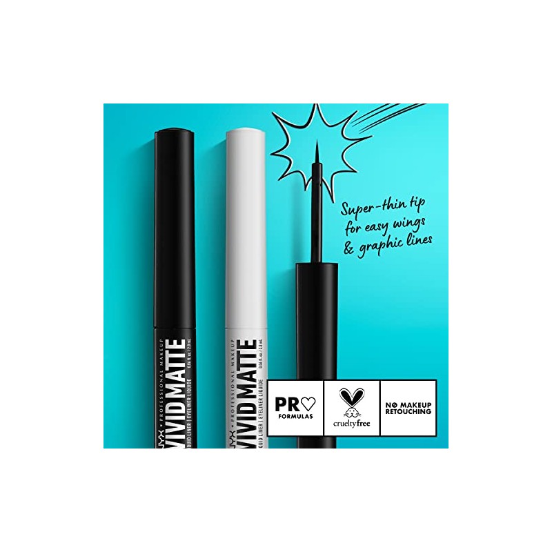 NYX Professional Makeup, Vivid Matte, Delineador líquido, Black