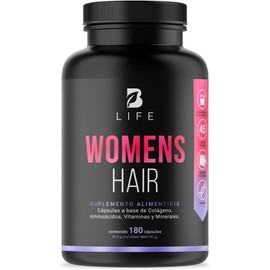 "B Life Vitaminas para el Cabello Mujer | 180 Cápsulas | Con Biotina 2500mcg + Colágeno | Crecimiento Capilar, Anticaída y Uñas Fuertes | 3 Meses de Tratamiento"