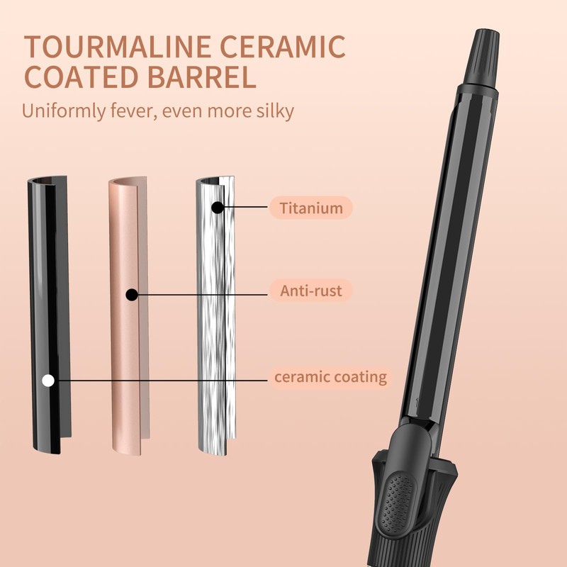 K&K 0.75" Tourmaline Ceramic Curling Iron, Professional Hair Curler Clip