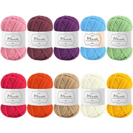 Maxee Crochet Yarn 500 g (50 g x 10 Colours), Acrylic Wool for Knitting, Yarn for Crochet and Knitting, Hand Knitting Yarn Set, Hand Knitting Yarn Cotton Yarn for Crochet, Wool for Knitting and Crafts