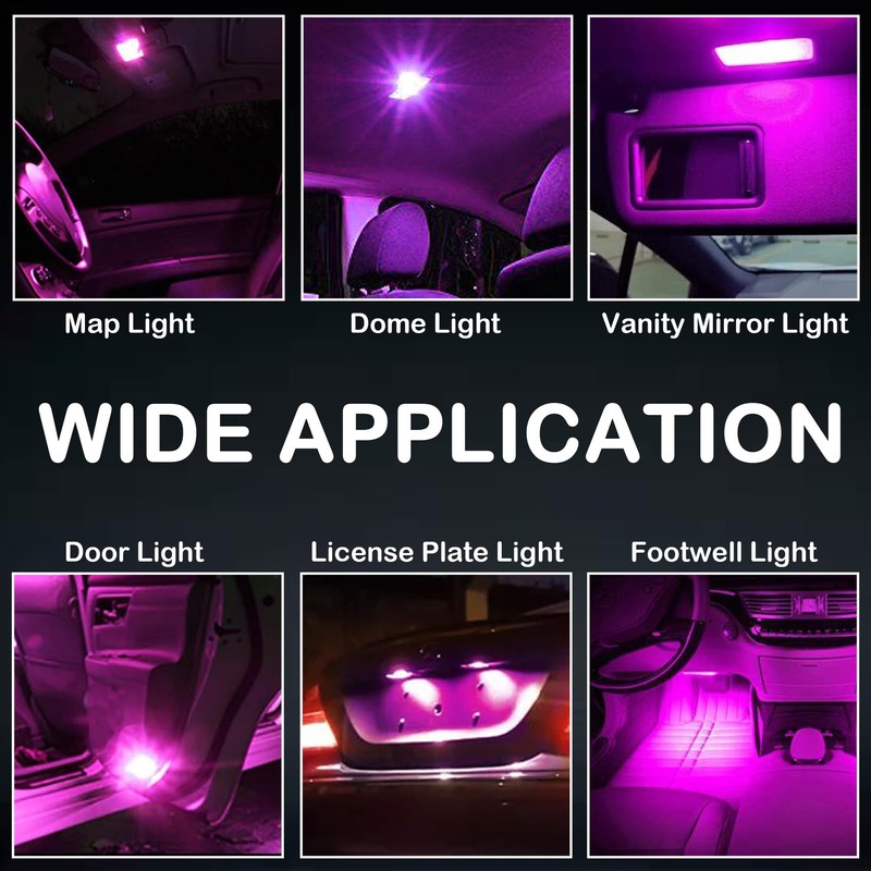Atmufelp Purple/Pink T10 194 168 LED Dashboard Instrument Panel Light
