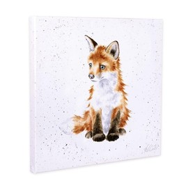 Wrendale Picture for Children's Room, Animal Motif, Canvas Picture, 20 x 20 cm, Gift Idea, Baby Room Furnishings, Decoration, Gift for Birth (Fox)