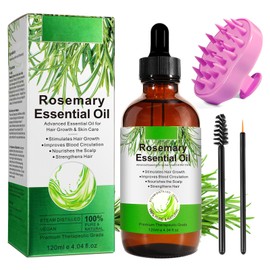 Rosemary Oil Hair Growth 120 ml with Scalp Massage Brush, Pure Rosemary Oil for Hair, Eyelashes, Eyebrows, Face, Skin Care, Body Massage, Nourishes the Scalp, Improves Blood Circulation