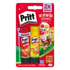 Pritt PGGS2 - Colla Stick colorata con Glitter, rosso/giallo