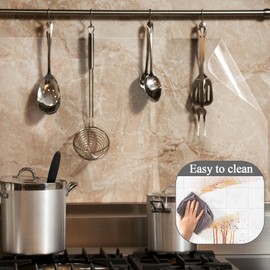 Clear Contact Paper for Wall Protector Kitchen Backsplash Protector Transparent High Temperature Resistant Self-Adhesive Film Removable Paper for Cupboard Household 15.7In×236.2In