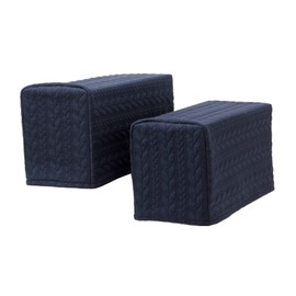 Classic Home Store Stretch Cable Knit Pattern Pair of Rounded Arm Caps Antimacassar Furniture Cover (Navy)