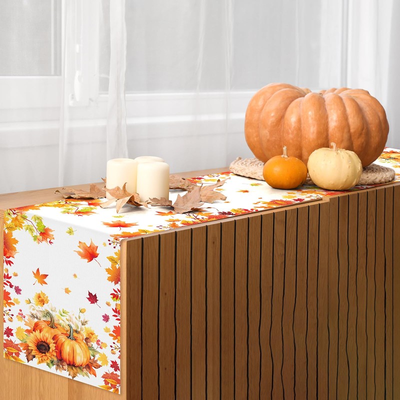 DPKOW Autumn Decorations, Maple Leaves Table Runner Placemats, Autumn Table