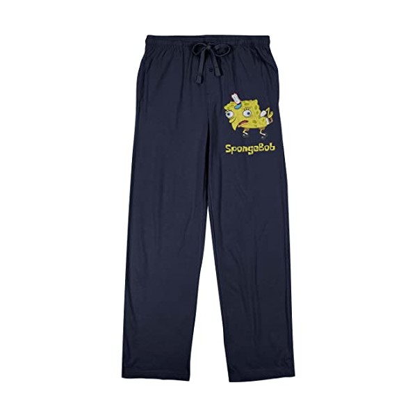 Spongebob Squarepants Mocking Spongebob Meme Men's Navy Sleep Pajama Pants-3XL