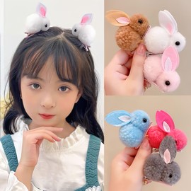 Cute cartoon rabbit hair clip three-dimensional soft plush rabbit hair clip suitable for fine hair to fix cute rabbit hair claw hair clip