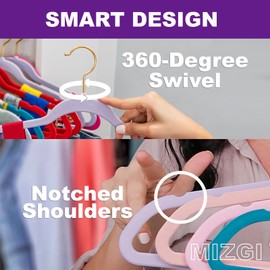 MIZGI Premium Velvet Hangers Pack 40 Pcs Heavy Duty - Non Slip Felt Hangers - Velvet Suit Hangers Ivory with Gold Hooks,Space Saving Clothes Hangers