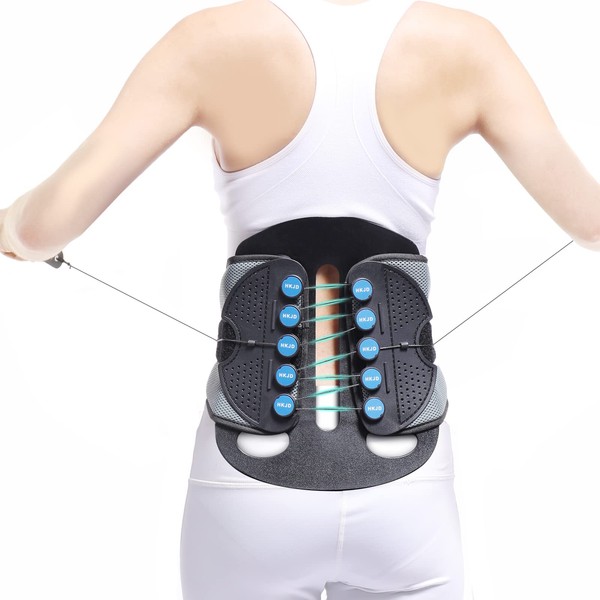 LSO Back Brace with Removable Decompression Panel Back Support& Back Cover for Free,Pulley System Lumbar Support Belt for Sciatica Pain, Disc Injury and After Laminectomy or Spinal Fusion Surgery(L)