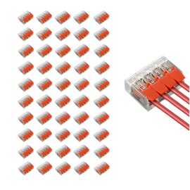 4 Port Electrical Lever Nuts | for AWG 24-12 Copper Wires | Compact & Transparent Housing | Wire Connector | 4 Port (50-PCS)